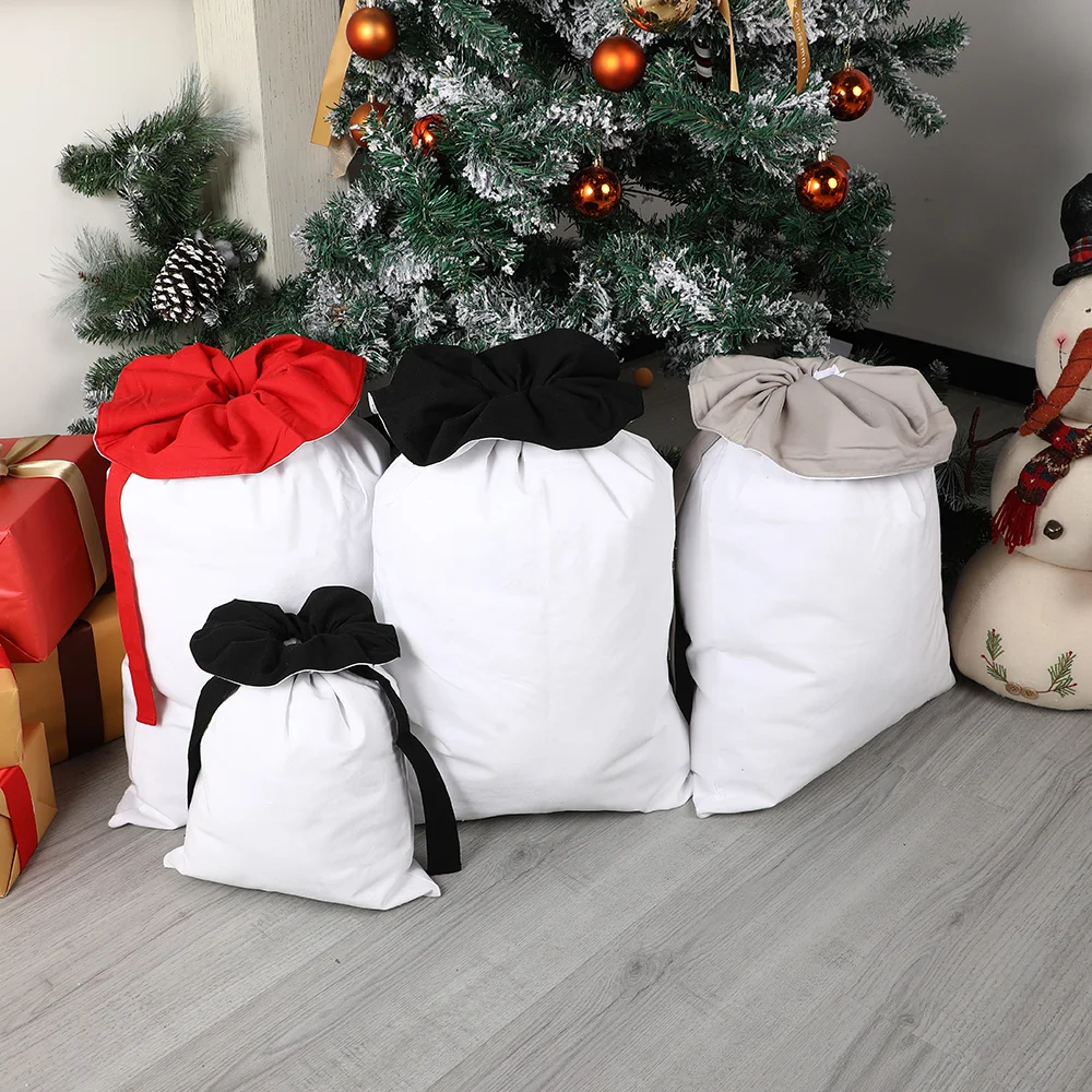 

Christmas Santa Sack Sets For Parents And Kids Drawstring Canvas Candy Gift Bag Merry Christmas Decoration