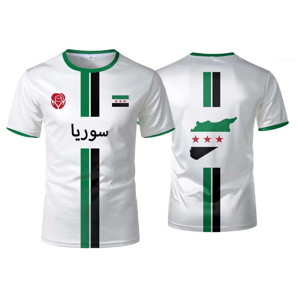 جديد سوريا كرة القدم جيرسي الجرافيك الرجال تي شيرت العلم السوري الشارع المتضخم للجنسين عادية الرياضة عالية الجودة البلوز القمم