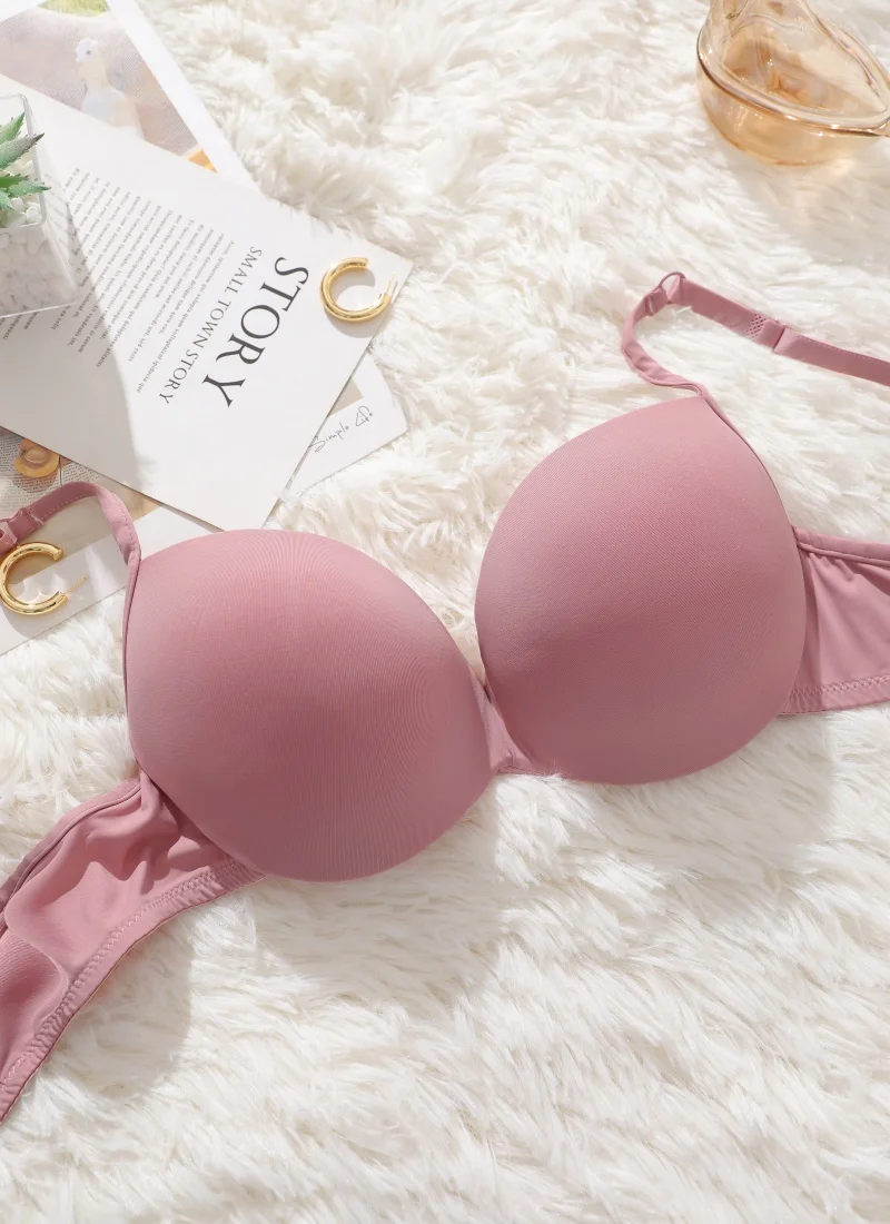 Neue sexy nahtlose BHs für Damen, Push-Up-BH mit verstellbaren Trägern, 5 einfarbige Farben, 3/4-Cup-Bralette für Damen in Übergröße 34-42B – Detail 6