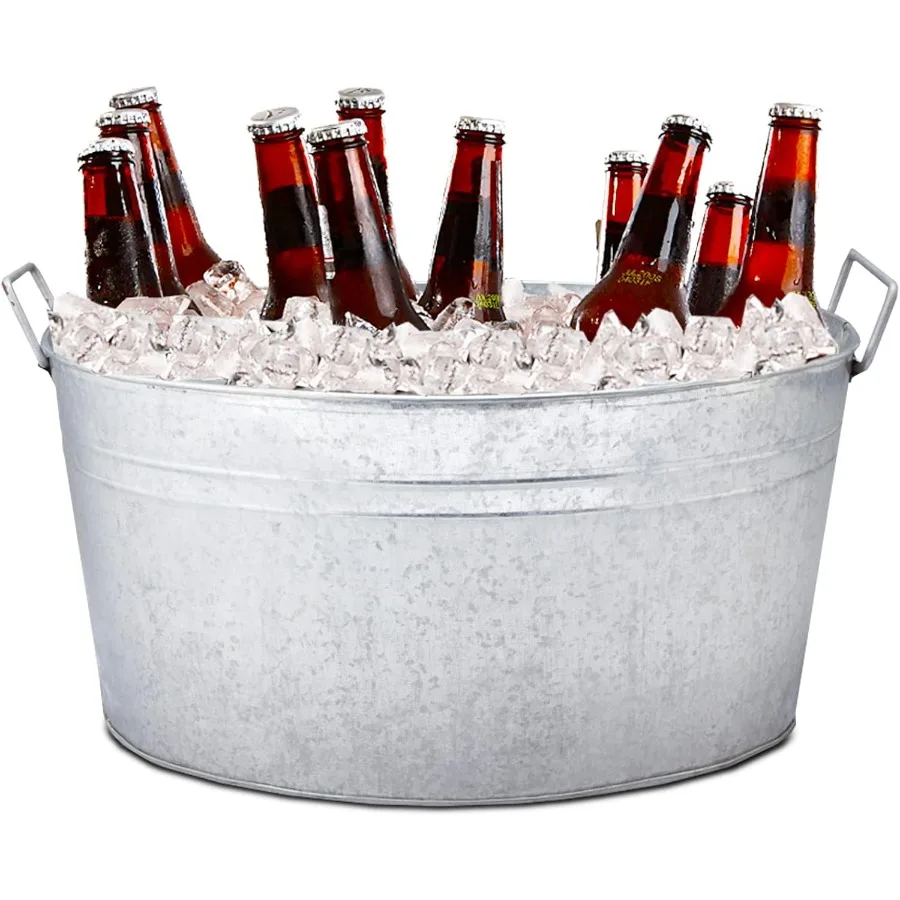 

2Pcs 6 Gallon Galvanized Tub - Multifunctional Ice Bucket - Beverage Tub for Parties, Events, 2.97 Lbs 19.25" x 12.5"x 9.25"