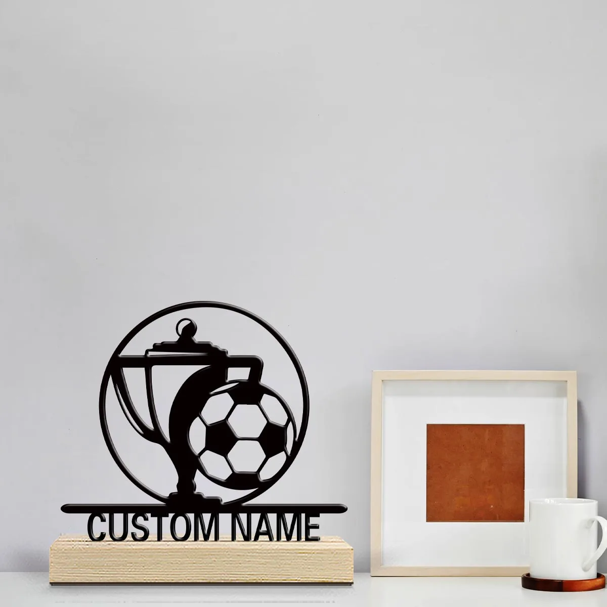 1pc Metal Art Desktop Decoration Customizable Name With Wooden Base Suitable for Fireplaces,Study Rooms,and Offices