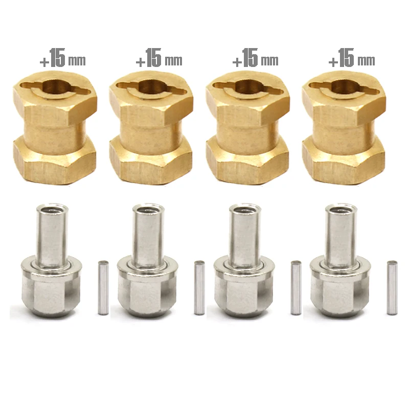 4 Stück 12mm/15mm/17mm Achsverbreiterungs-Sechskant-Radadapter für 1/10 RC Crawler Auto TRX4 RC4WD D90 D110 Axial Scx10 90046 CatRC