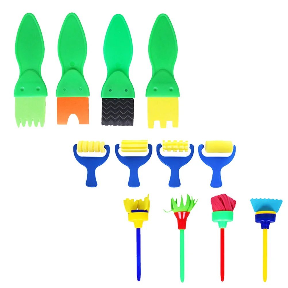 1 set di materiali artistici, pennelli in spugna per pittura fai-da-te, facili da afferrare, migliorano la capacità manuale, legame genitore-figlio