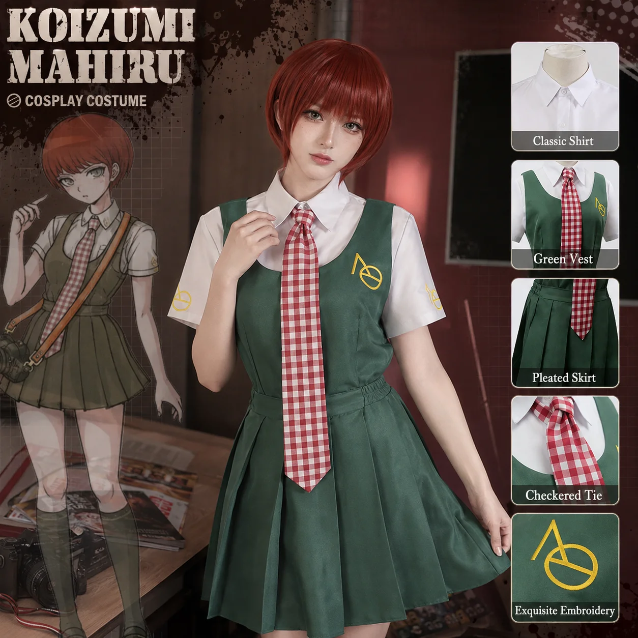Koizumi Mahiru Danganronpa Sailor Uniform Cosplay Full Set Costume Outfit Women Anime Halloween Carnival Party Stage
