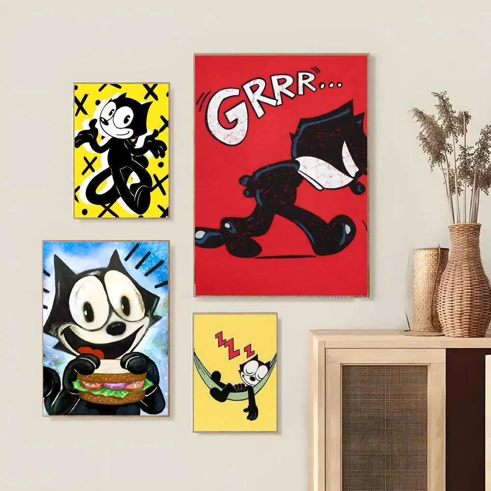 Cartoon F-Felix The Cat Painting Calligraphy Modern Canvas Wall Art High-Quality Print Poster For Hallway Living Room Home Decor