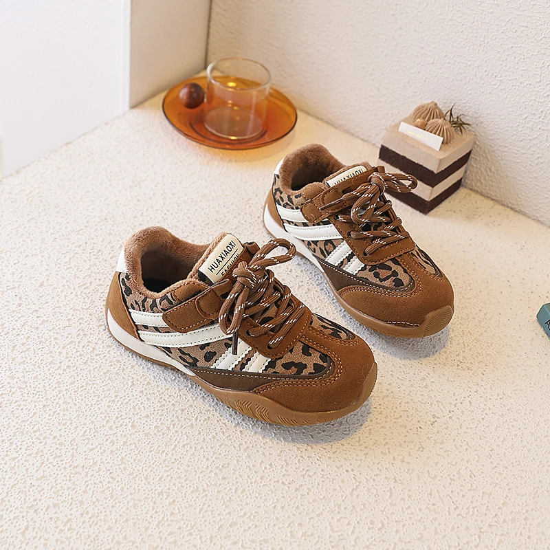 Children's Sneakers Autumn Winter Boys Sport Shoes Girls Comfy Thicken Warm Velet Lined Casual Shoes Toddler Non-slip Footwear