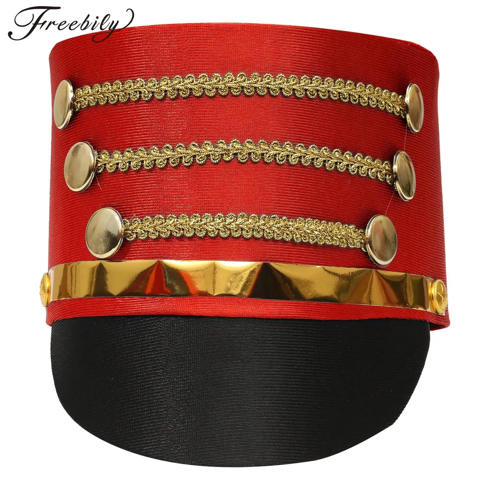 Adult Kids Toy Soldier Hat Costume Marching Band Majorette Hat Ring Master Top Hat Cosplay Accessory