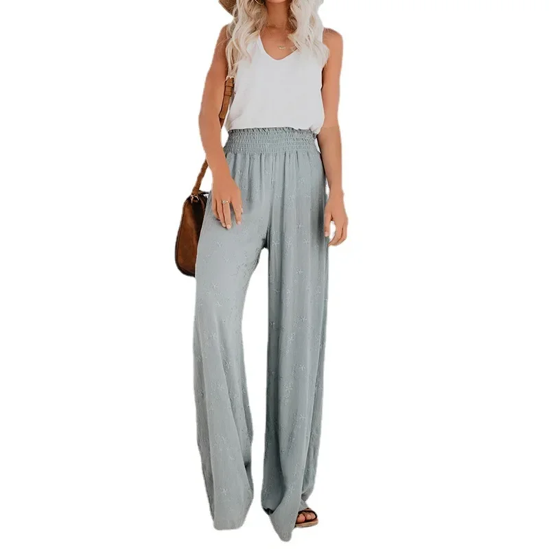 Womens Wide-leg Pants Summer 2023 Fashion High Waist Women Casual Pants