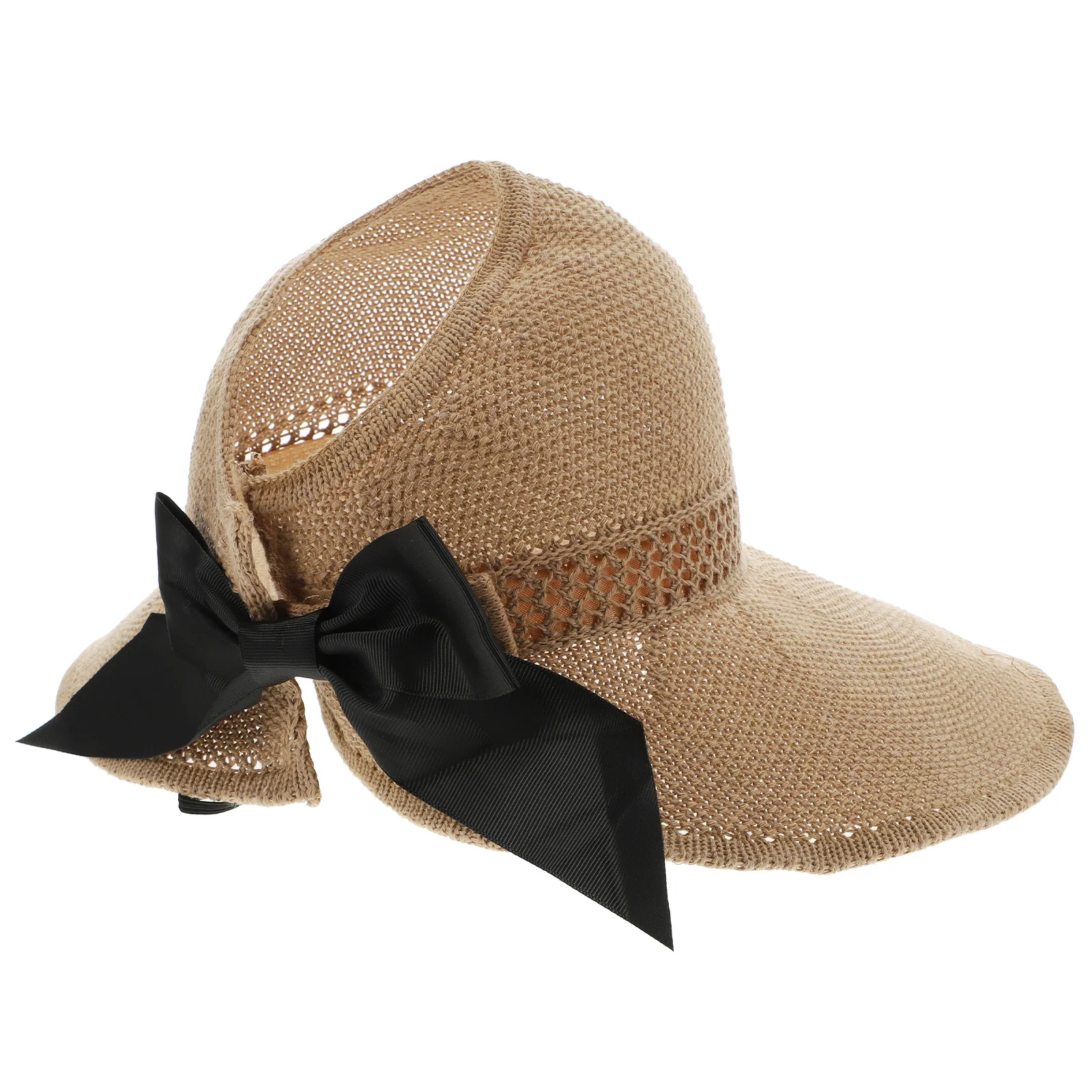 

Large Brim Summer Straw Hat Foldable Sunshade Bowknot Visors Handmade Outdoor Activities Sun Protection Fashion
