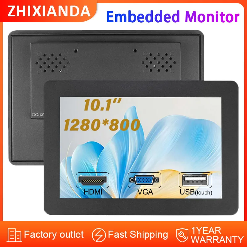 

ZHIXIANDA Sunlight Б/у 1000 нит 10,1-дюймовый встроенный монитор 1280*800 ЖК-дисплей с сенсорным экраном и входом HD VGA USB