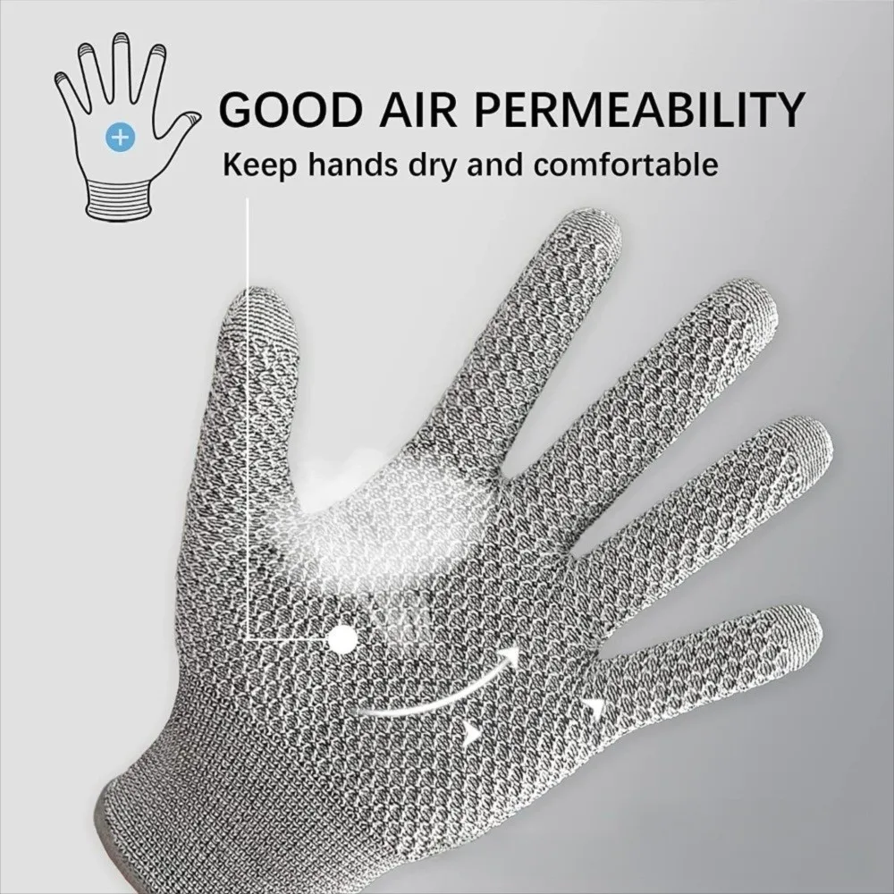

1 Pair ​5-Level Cut Resistance​ Anti-Cutting Gloves​ ​Glass Fiber Reinforced​ ​Grip Texture​ ​Food Grade Safety Gloves​