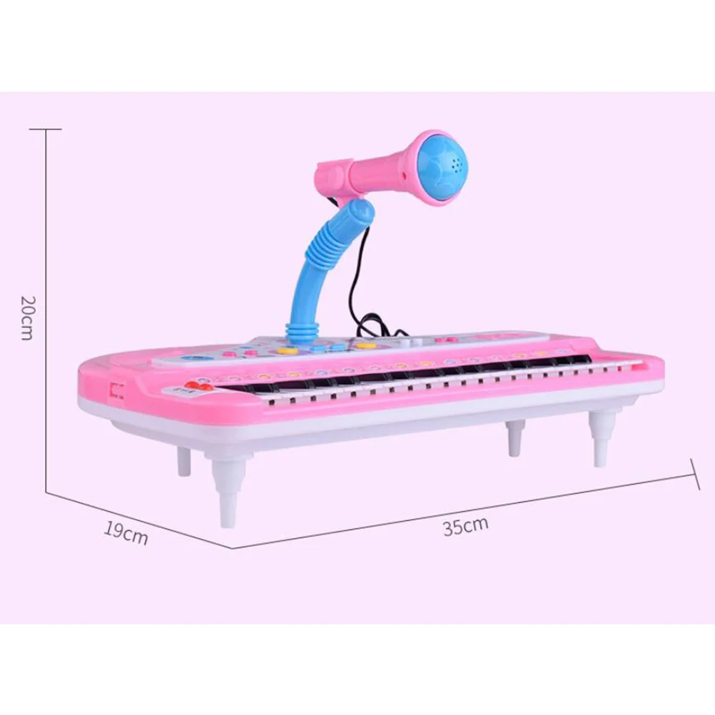 لوحة المفاتيح الإلكترونية للأطفال البيانو الوردي 37 مفتاحًا الموسيقى التعليمية البيانو المكونات في ميكروفون التعلم المبكر للأطفال #6