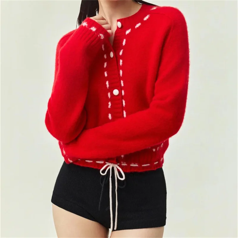 cardigan women 2024 Winter New in Single breasted slim women's long sleeved top 100% cashmere women's sweater Knitwear Thin coat