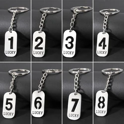 Personalize Arabic Numerals Keyring Stainless Steel Metal Keychain 0 1 2 4 6 8 9 Lucky Number Pendant For Men Key Holder Jewelry