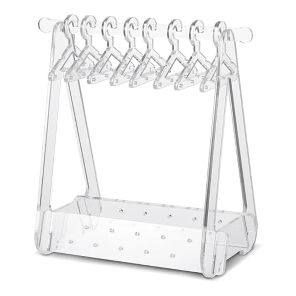 

Clear Coat-Hanger Shape Earring Hanger Acrylic Hanger Rack with Mini Hangers Earring Jewelry Display Organizer