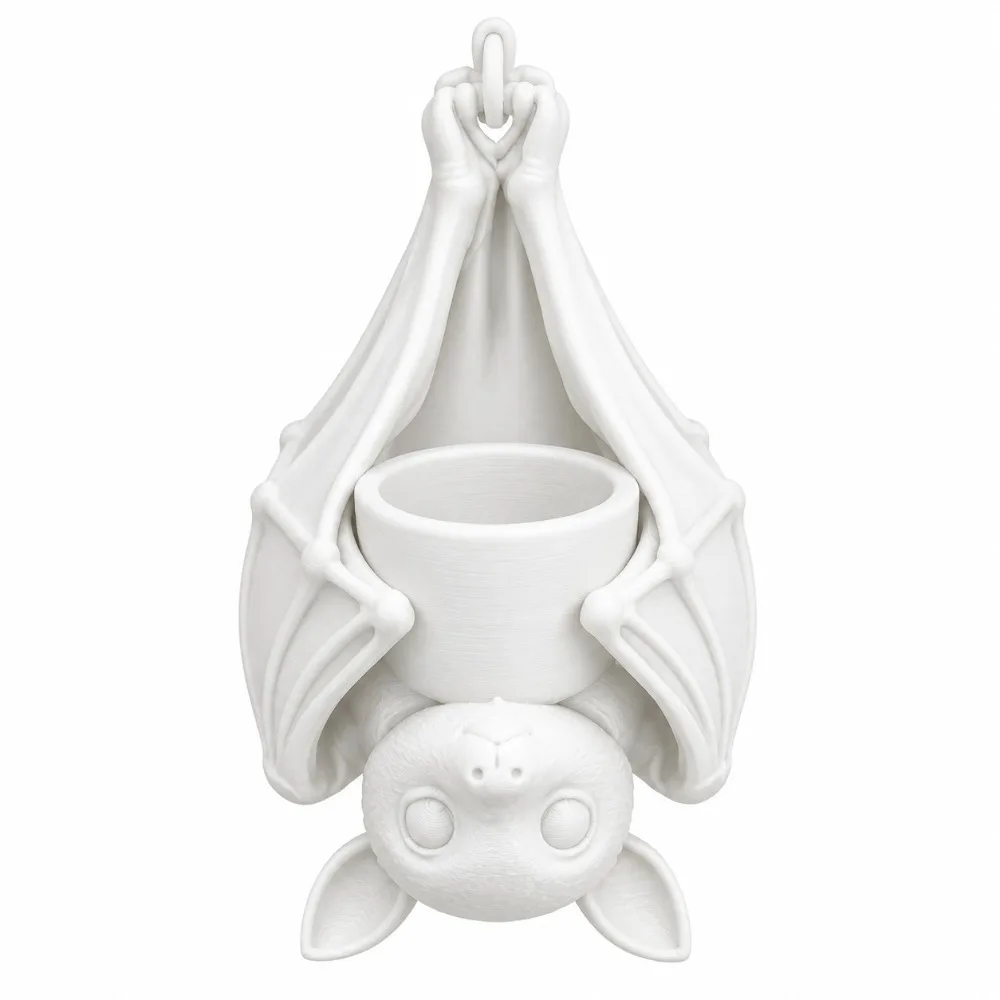 3D Printed Upside Down Bat Hanging Planter Gothic Style Plastic Bat-Shaped Flower Pot Realistic Whimsical