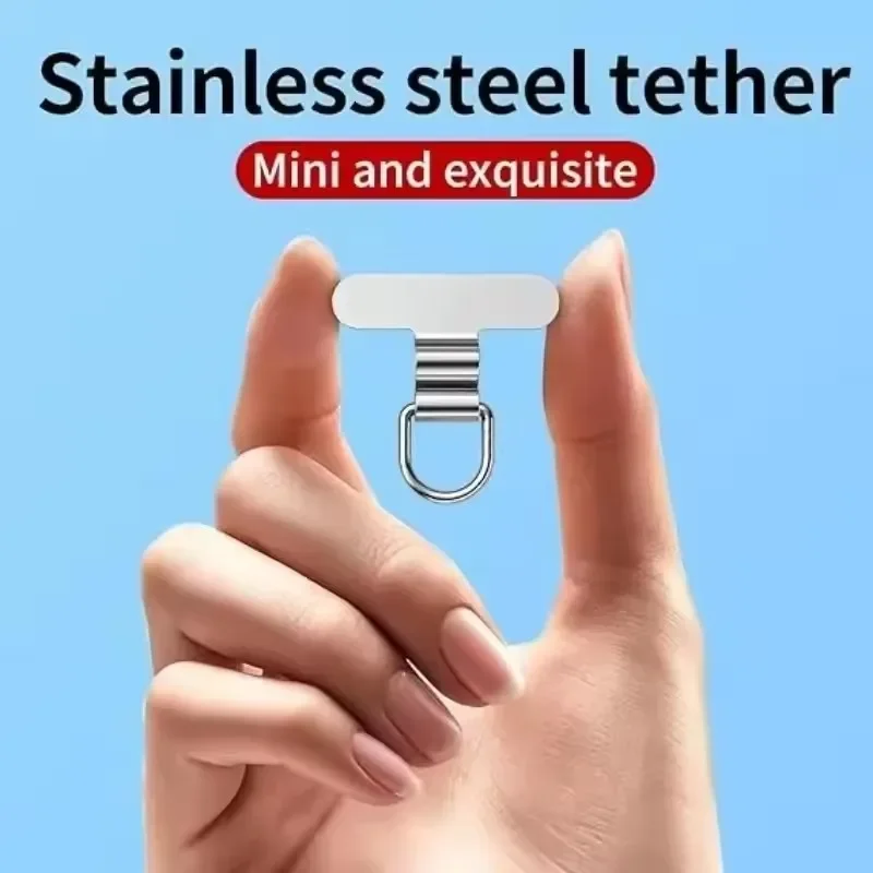 Mini Ultra-thin Stainless Steel Mobile Phone Lanyard Patch Pad Silent Hole Clip Charging Port Gasket Lanyard Tab Card for iPhone view 3