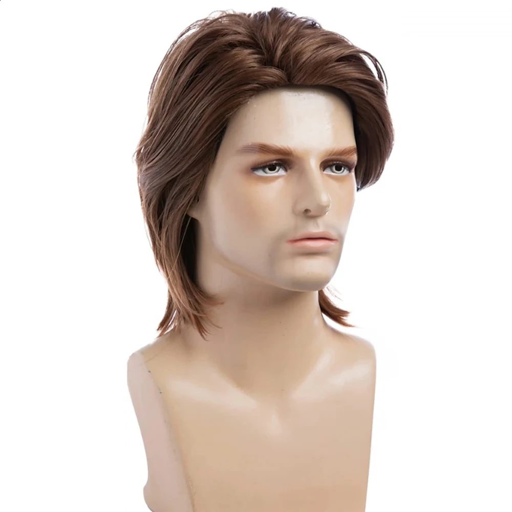 HAIRJOY Men Brown Wig Short   Straight Synthetic Hair Halloween Cosplay Costume Party  Wigs