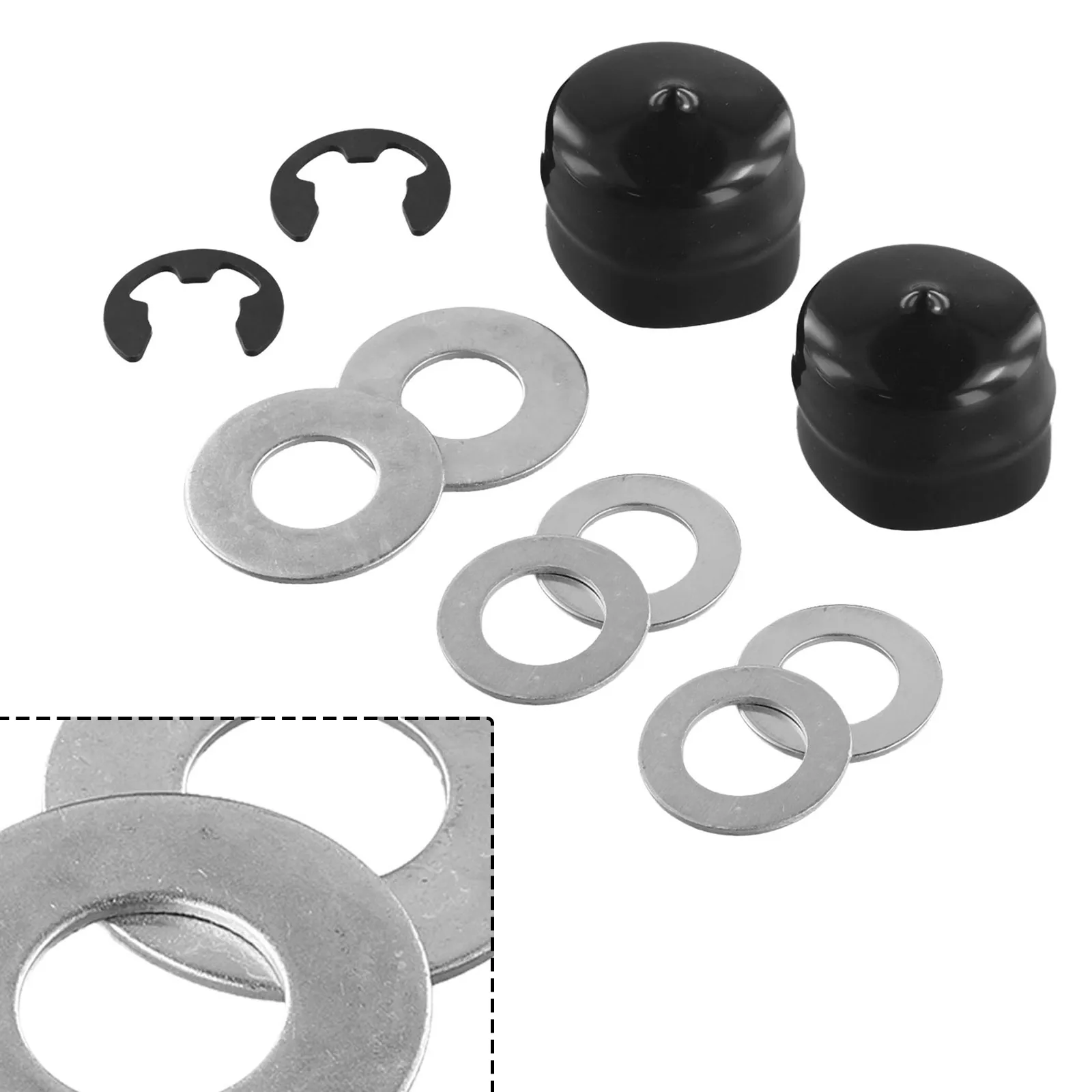 Hardware Kit Hubs Tool Accessories 2pcs E-Clips 4pcs Thrust Washers Front Wheel Bushing For Craftsman 532188967