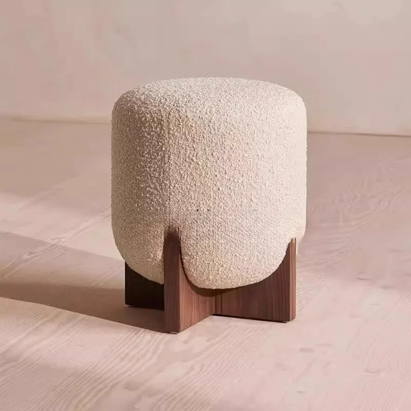 Minimalist Designer Low Stool Multi-Function Living Room Entryway Shoe Stool Solid Wood Makeup Seat & Bedroom Vanity Chair