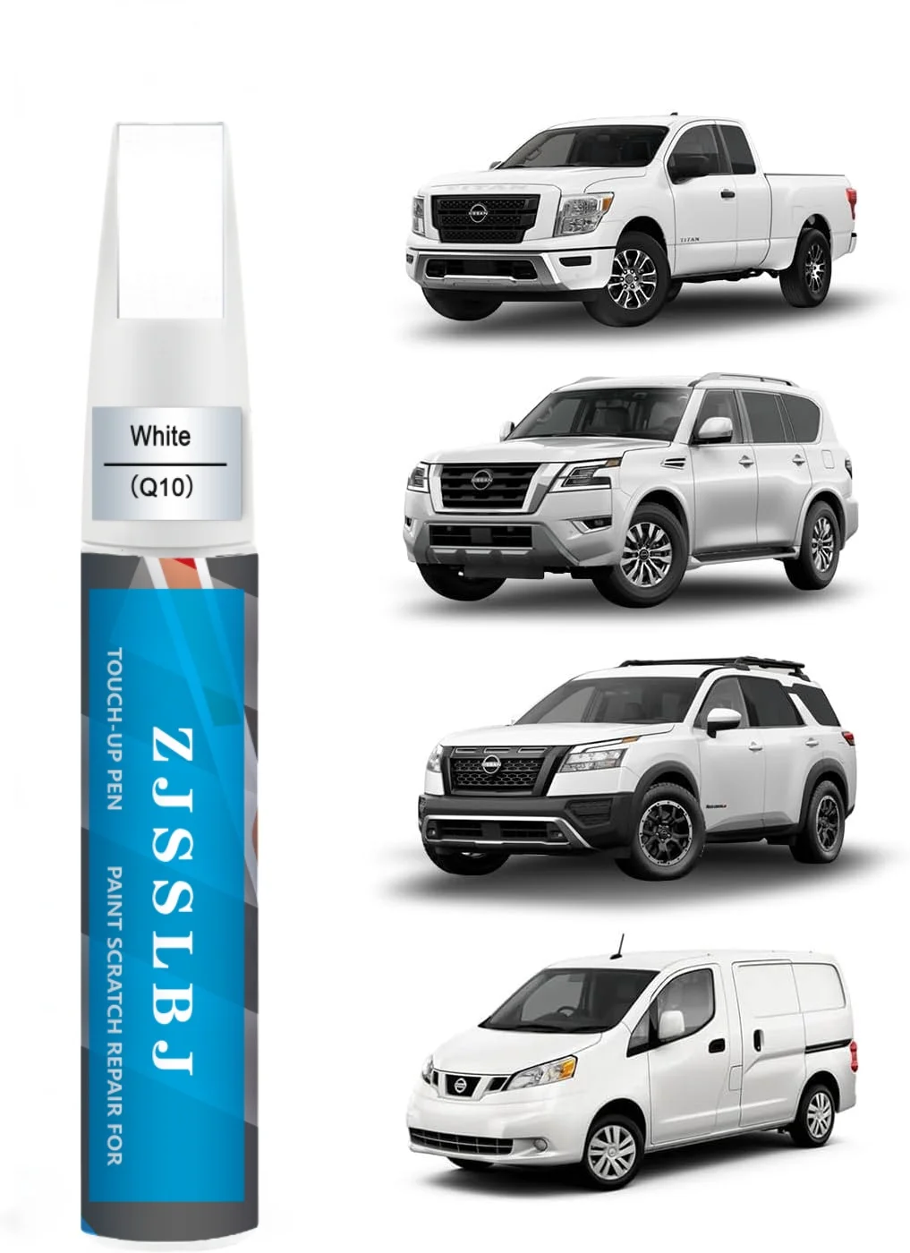 White(Q10) for Nissan Touch Up Paint Pen Precise Color Match for Car Paint Scratch Repair, Quickly and Easily Fix Chips and Nick