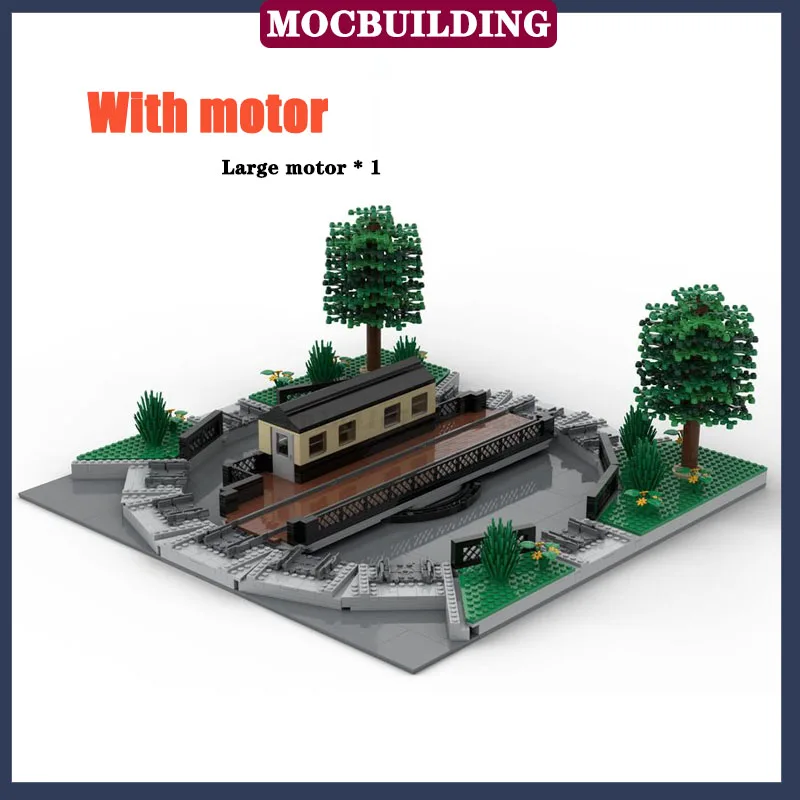 MOC City Train Mobile Railway Rotating Bridge Model Building Block Assembly Locomotive Turntable Bridge Collection Series Toy