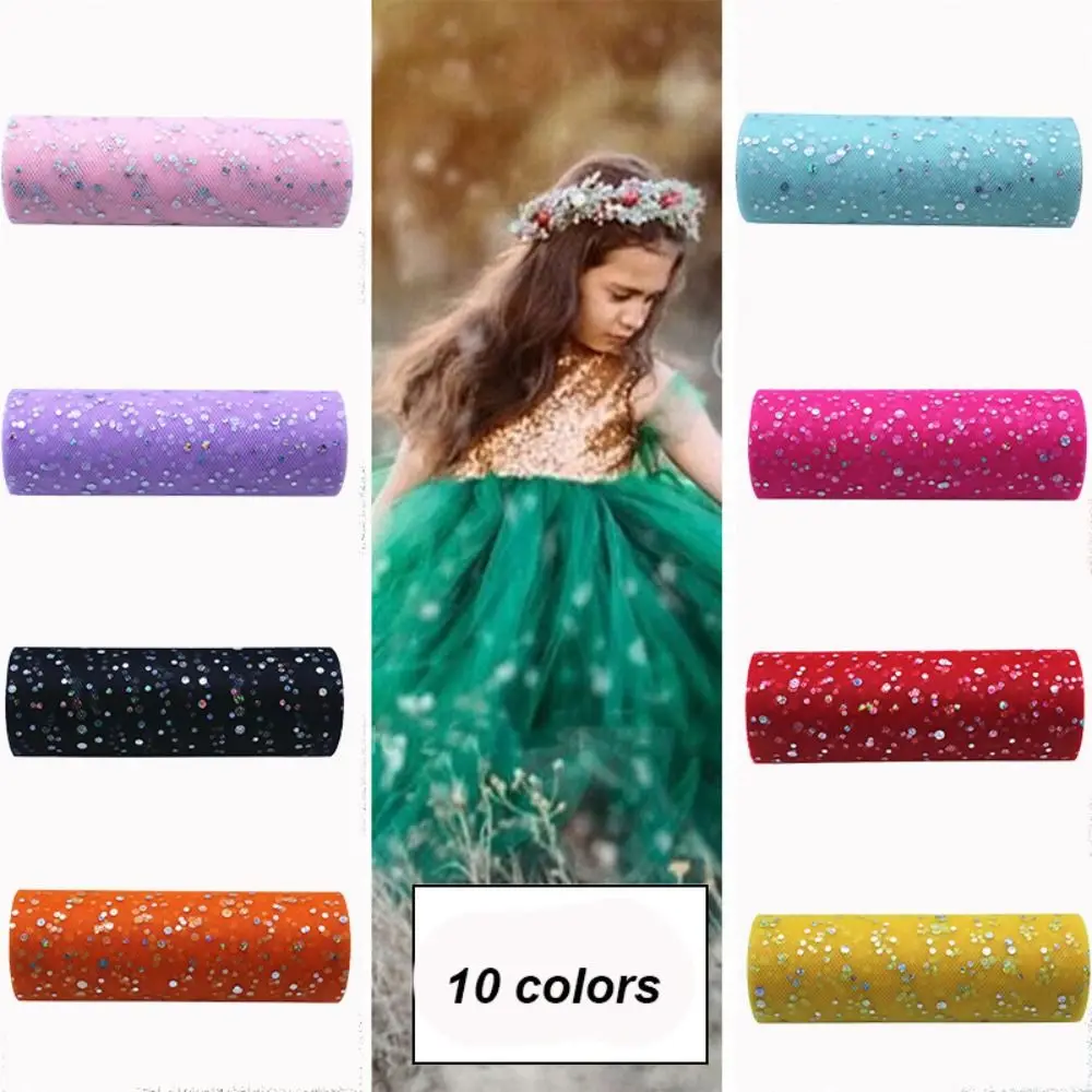 Rollo de tul con lentejuelas brillantes, suministros de fiesta, gasa láser de Organza, manualidades DIY, decoración de fiesta de boda, 10 yardas, 15cm