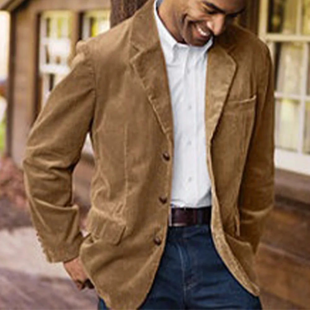 

Мужской бархатный пиджак с лацканами, однобортный повседневный пиджак, модный приталенный удобный элегантный пиджак, деловая одежда Fo