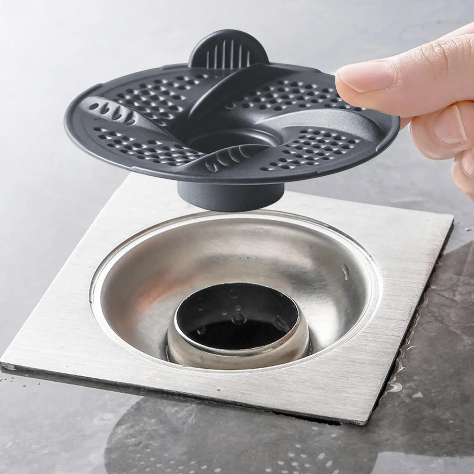 3Pcs Shower Drain Hair Catcher Floor Drain Anti-Clogging Bug Proof Hair Collector Rotating Mesh Design Sink Strainer
