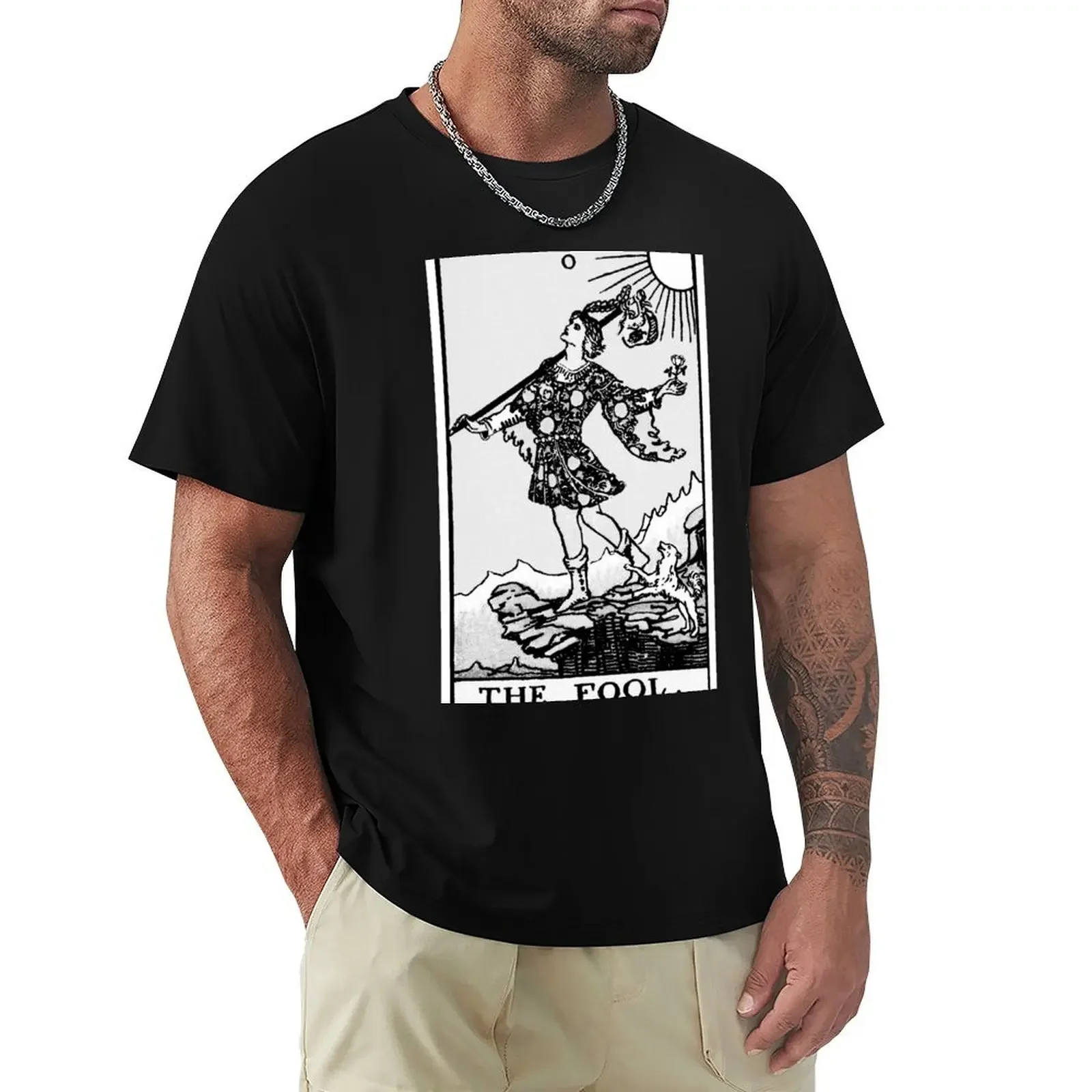 

0. The Fool Tarot Card | Black and White T-Shirt for a boy blacks shirts graphic tee mens champion t shirts