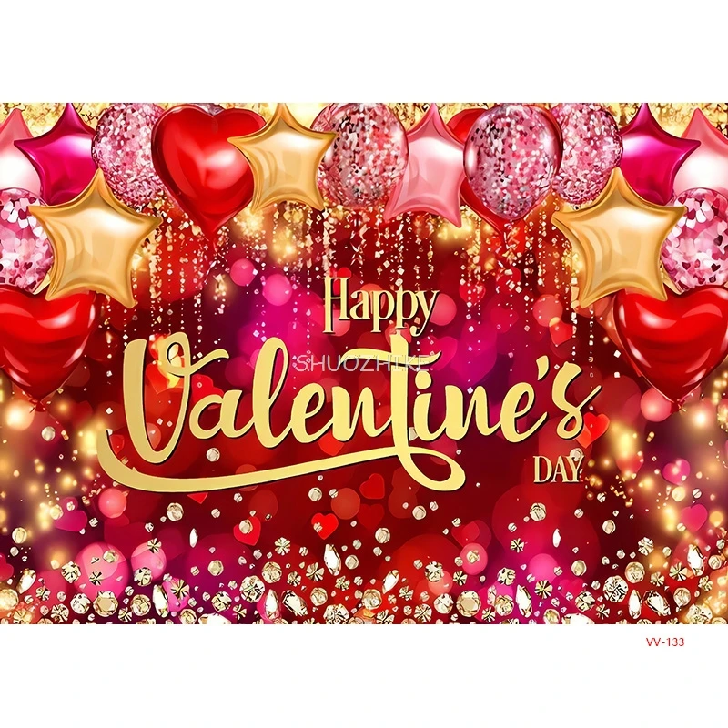 SHUOZHIKE Pink Bokeh Valentine's Day Photography Backdrops Prop Anniversary Glamorous Red Rose heart Shaped Background AL-24