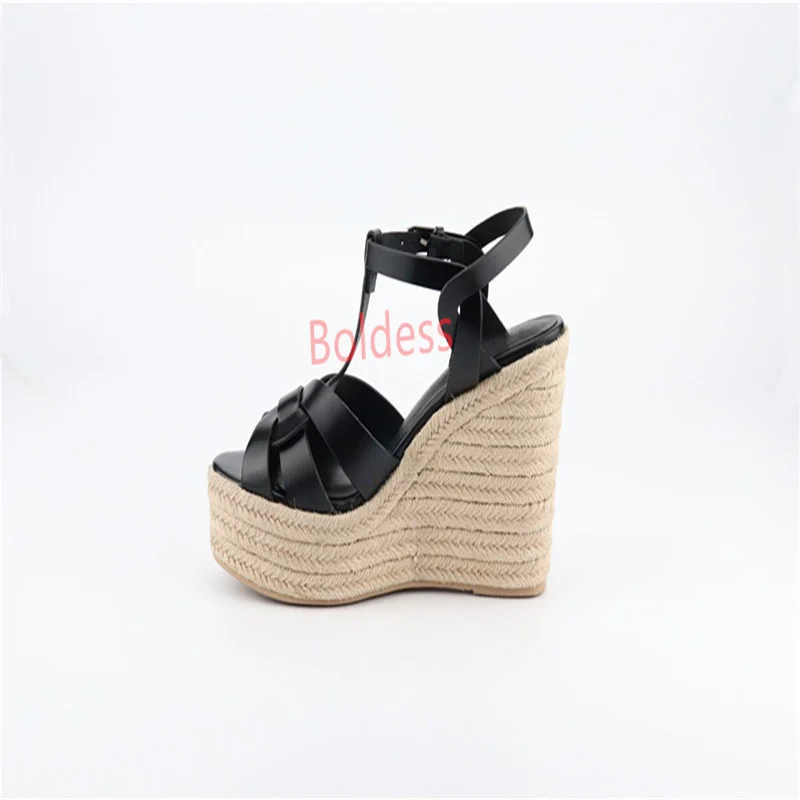 Women High Heel Sandals Shoes Cross Strap 14cm Heel Platform Stiletto Summer Ankle Strap Shoes Plus Size