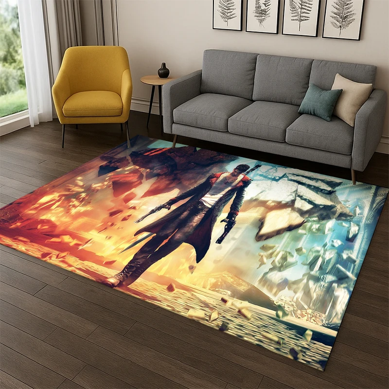 Game D-Devil May Cry DMC Gamer Carpet Rug for Bedroom Living Room Sofa Playroom Doormat Home Decor,Kid play Area Rug Non-slip