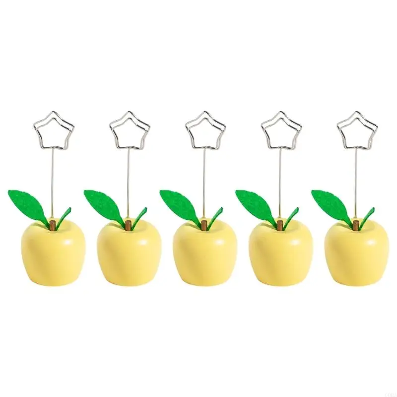 CORA 5Pcs Multicolor Wooden Based Note Memo Clip Stand For Note Picture And Cards