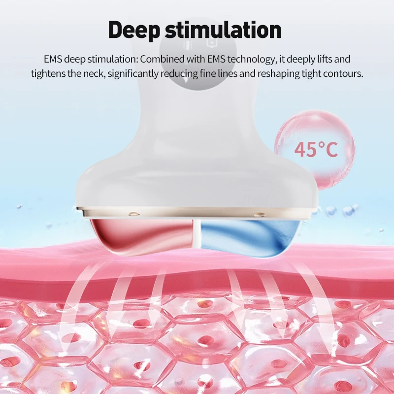 جهاز تجميل الرقبة المضغوط البارد والساخن للوجه EMS العلاج بالضوء بالألوان الحالية الصغيرة لتعزيز جهاز تدليك الذقن والرقبة