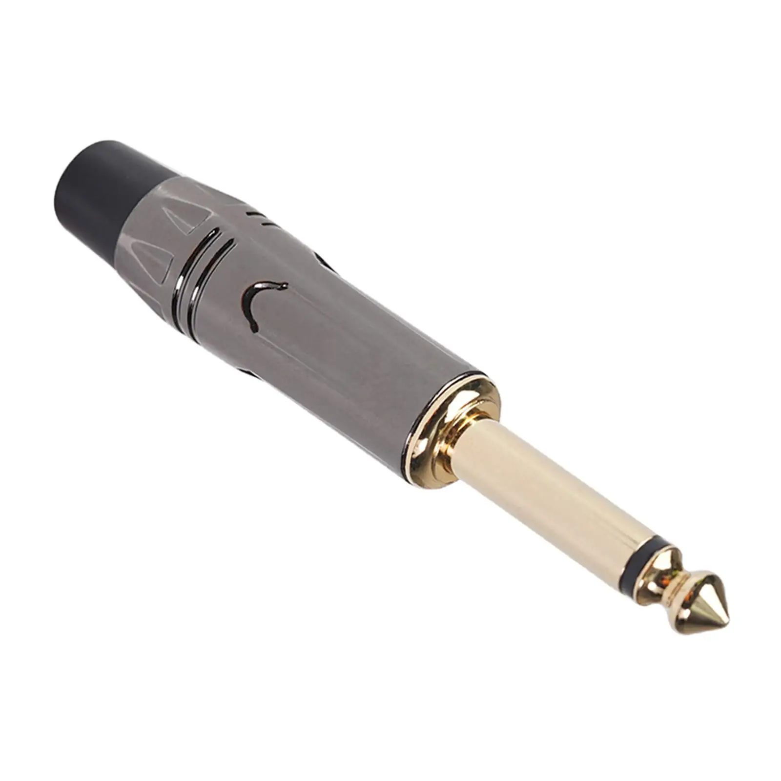 金メッキのオス入力ジャック,デジタル溶接ジャック,オーディオコネクタ,亜鉛合金シェル,ギター用スピーカーケーブル,6.35mm, 1/4