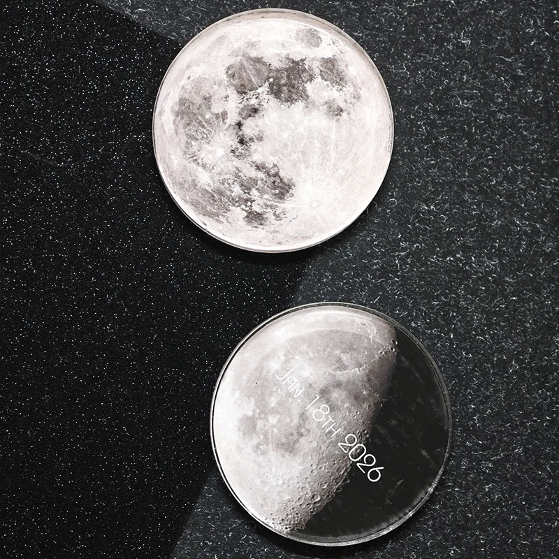 Personalized Moon Phase Fridge Magnet Custom Date The Moon on Anniversary Day 5mm Acrylic Send Your Special Date Romantic Days