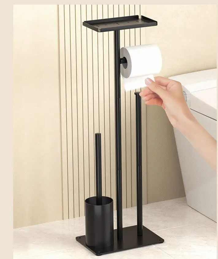 Toilet Paper Roll Holder Stainless Floor Toilet Paper Hanger Restroom Bathroom Tissue Holder Storage Rack Tissue Storage