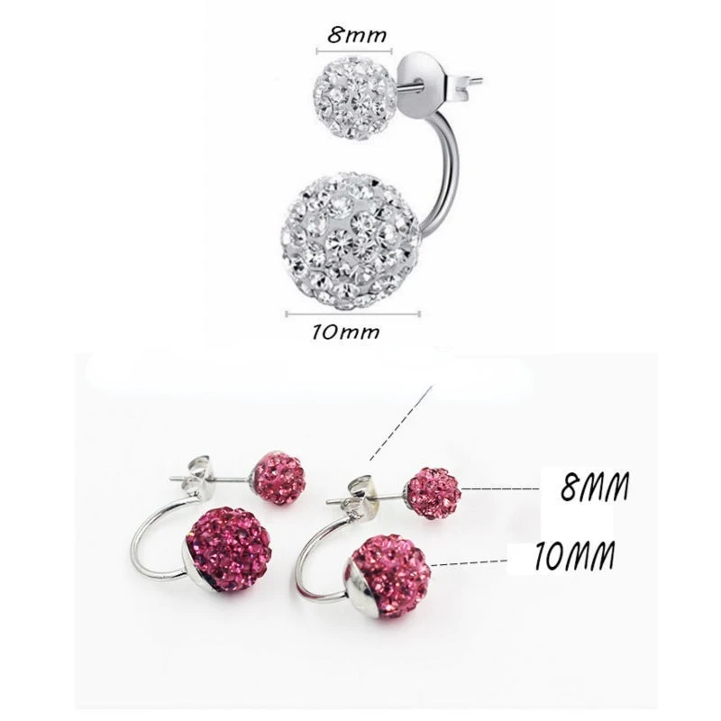 Fashion Temperament Stud Earrings Silver-plated Crystal New Jewelry Women \'s Luxury Shambhala Crystal Ball Stud Earrings