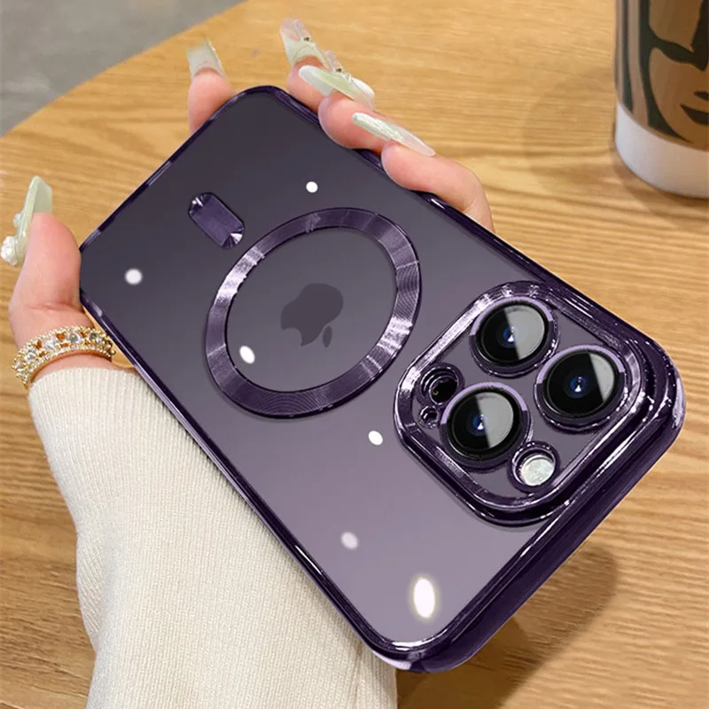 

Luxury Clear Magnetic For Magsafe Wireless Charging Phone Case For iPhone 14 Plus 13 12 11 Pro Max Silicone Shockproof Cover