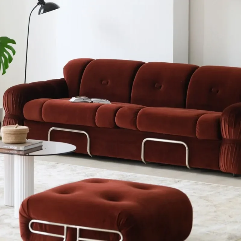 Nordic fabric strawberry sofa hotel lobby reception sales department light luxury minimalist three-seater sofa