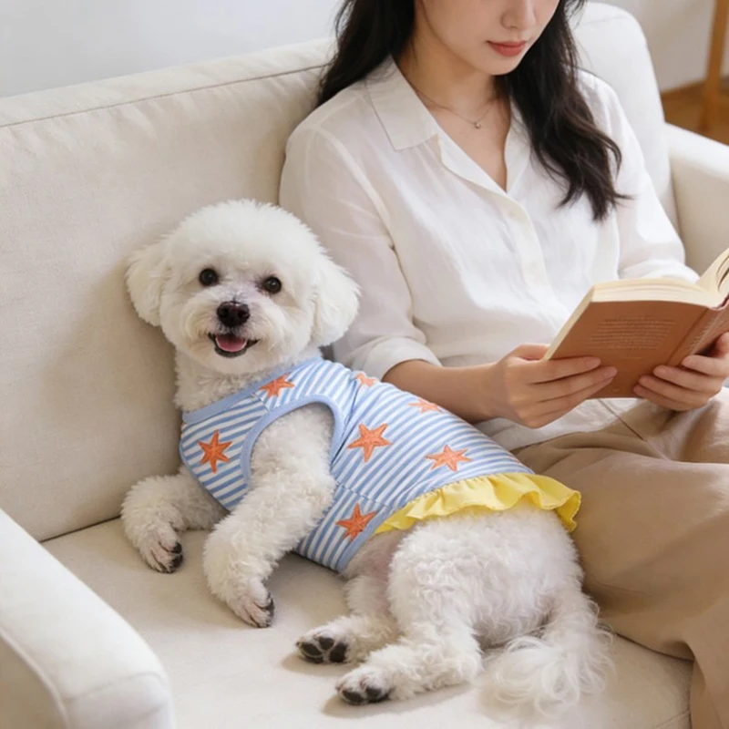 roupas-para-caes-com-estampa-de-estrela-do-mar-vestido-listrado-para-animais-de-estimacao-pulover-de-verao-respiravel-para-pomeranian-saia-teddy-suprimentos-para-animais-de-estimacao