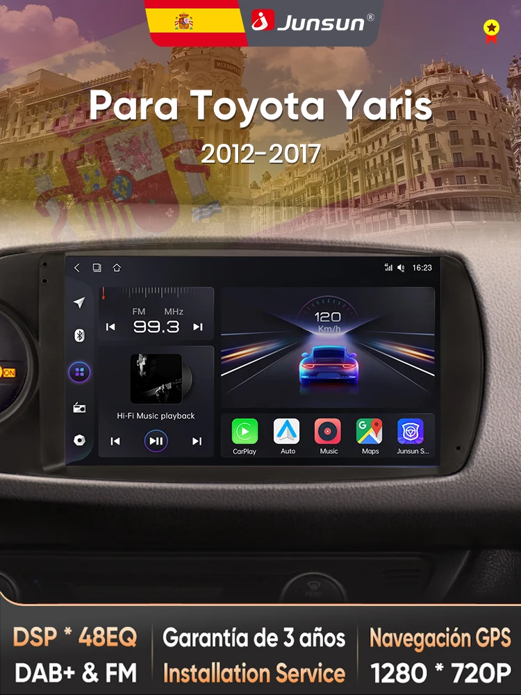 Junsun AI Voice Autoradio voor Toyota Yaris 2012 2013-2017 Draadloze CarPlay Android Auto 2DIN Multimedia GPS Bluetooth DAB+ RDS - afbeelding 2