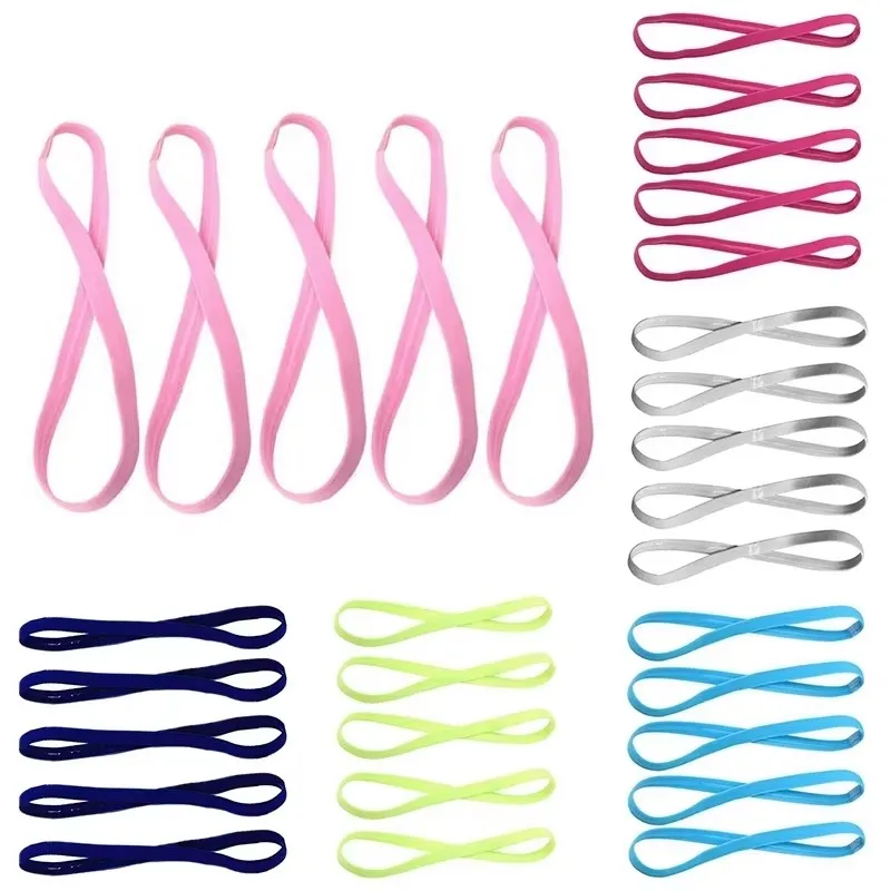 

5/10/15pcs Elastic Absorbent Sweat Bands Yoga Running Fitness Headband Thin Sports Women Men Hair Bands Anti-Slip Girls Hair