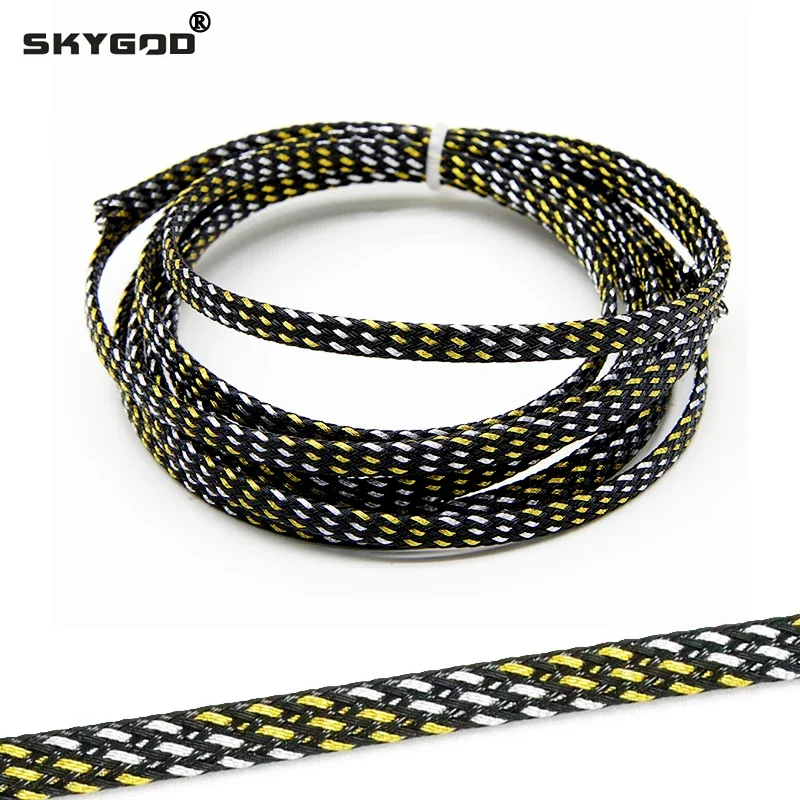 

1~50m Black Gold Silver PET Braid Sleeve 2/4/6/8/10/12/14/16mm High Density Snake Skin Cable Wrap Sheath For Electric Cables