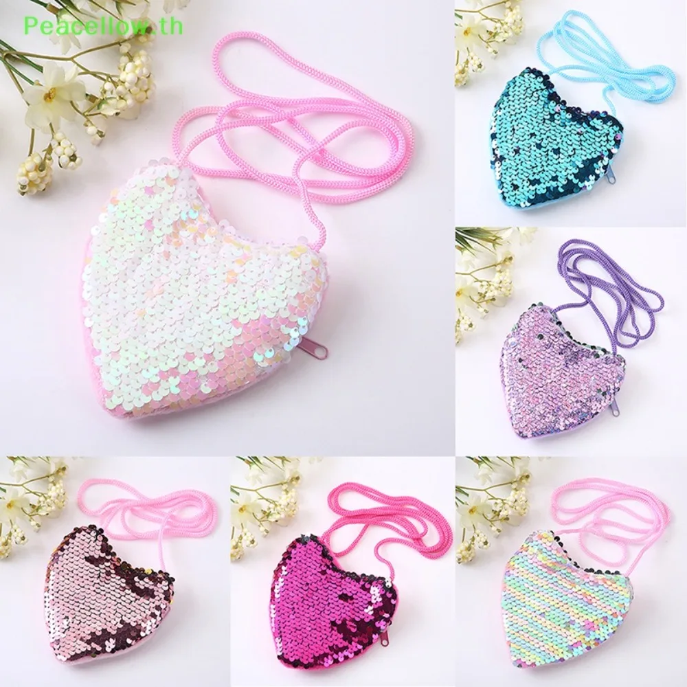 

Fashion Mini Cute Kids Tote Bag Heart Shape Shoulder HandBags Kids Funny Shoulder Bag Shiny Decorative Sequin Bag