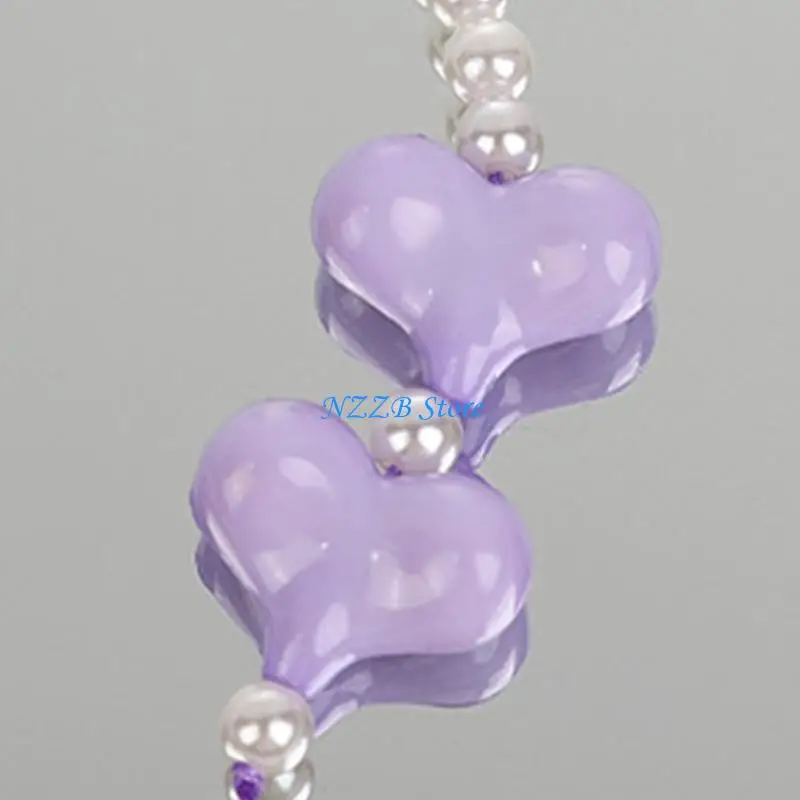 

T21F Heart Camera Pendant Colorful Heart Phone Charm Handmade Phone Jewelry Acrylic Material Purse Dangle for Key Phone Bag