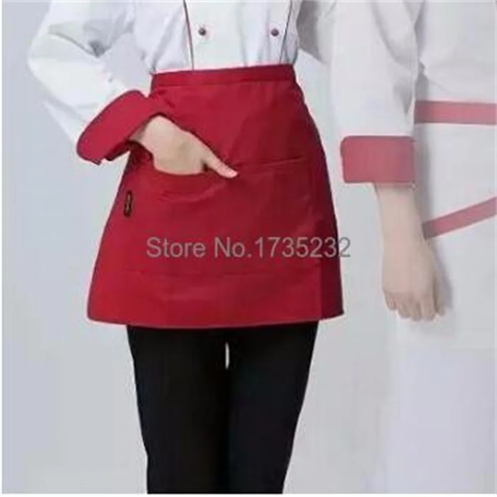 66*45cm 요리사 짧은 단락 Pinafore 호텔 레스토랑 주방 요리사 앞치마 의류 Costom 로고 작업자 웨이터 드레스