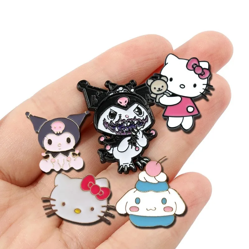 HelloKittys Melodies Badges Lapel Pins for Backpacks Metal Enamel Cute Badge Clothes Fashion Jewelry Clothing Accessories Decor