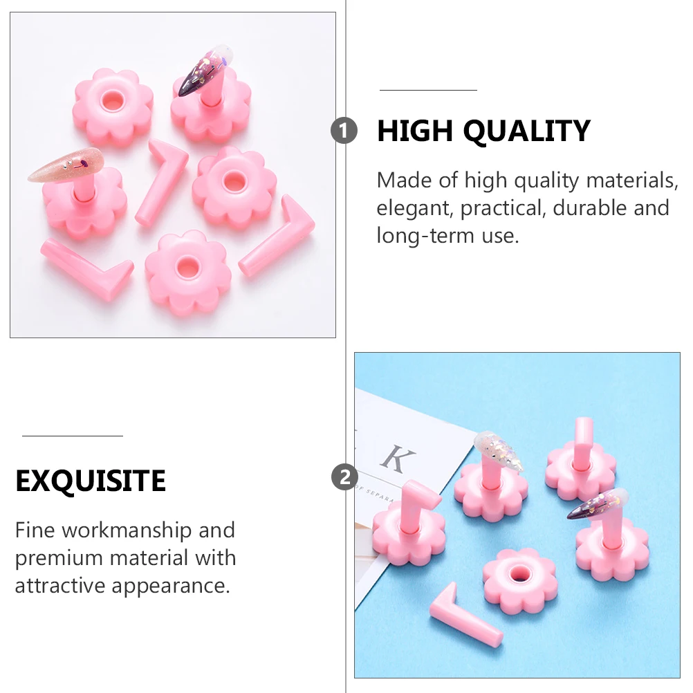 

10 Pcs Nail Tip Stands False Holder Detachable Rack Manicure Practice Elegant Durable Lightweight Compact Design Pink Acrylic